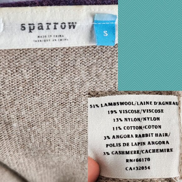 Anthropologie Sparrow Beige Stripe Lambswool Blend Ruffle Open Cardigan - Picture 4 of 4